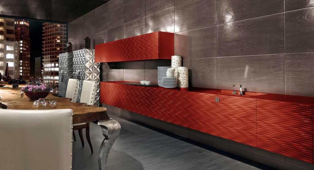 3D фасады для кухни красные